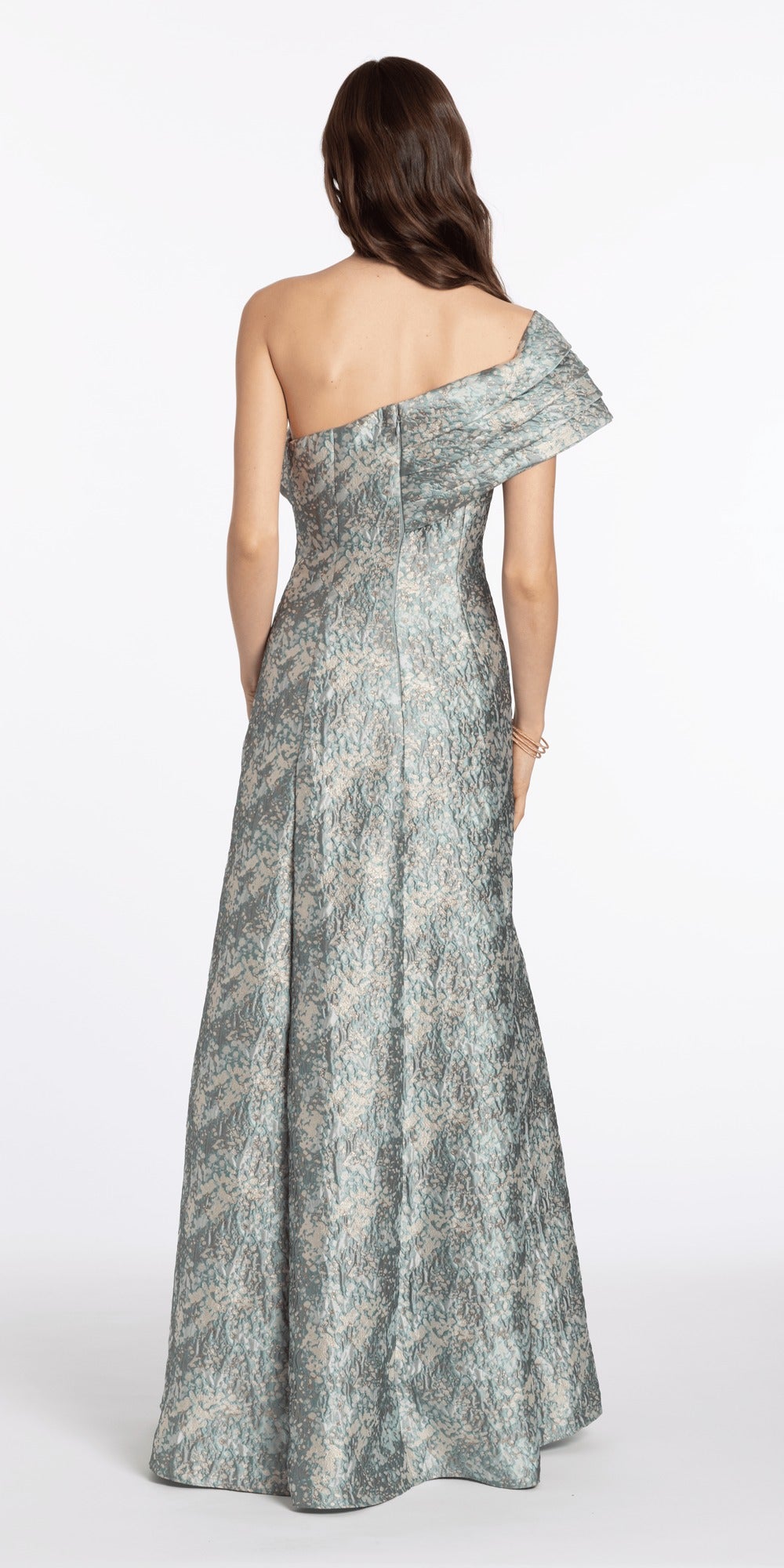 Strapless Satin Embellished Corset Column Dress