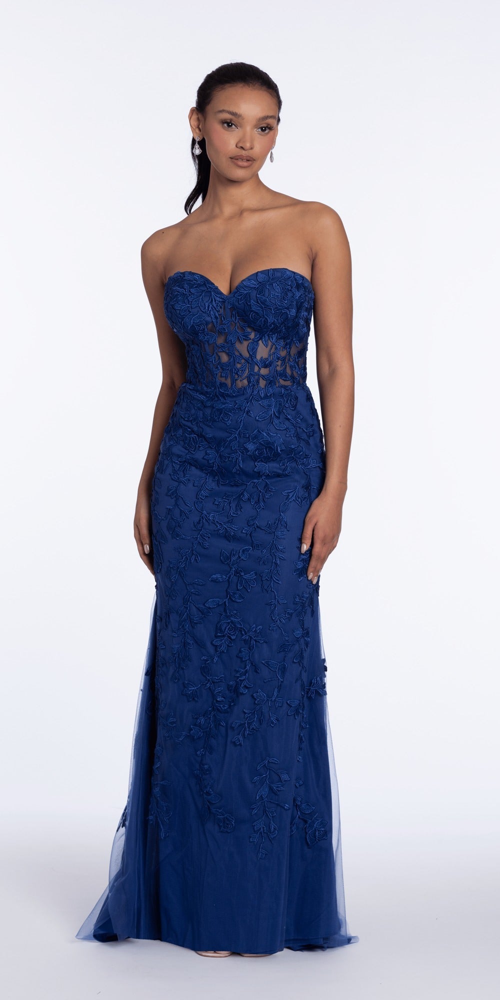 Peek-a-Boo Two Tone Taffeta Mermaid Dress