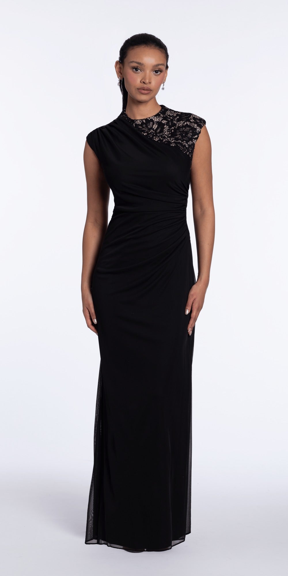 Strappy Back Satin Rhinestone Sweetheart Column Dress