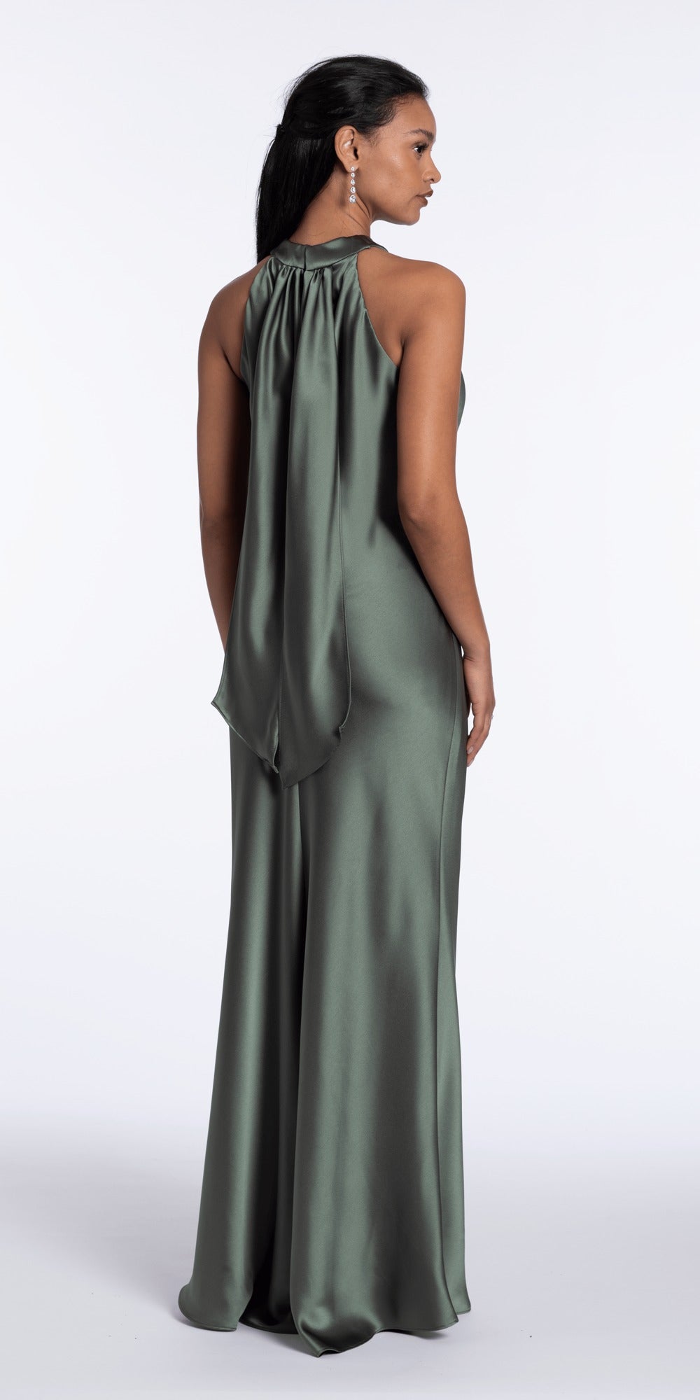 Off the Shoulder Drape Neck Foil Column Dress