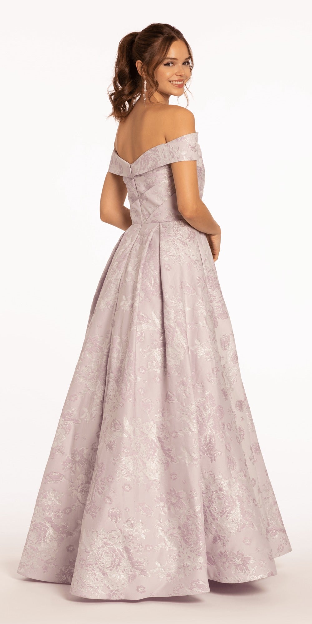 Strapless Mesh Embroidered Lace Up Back Column Dress