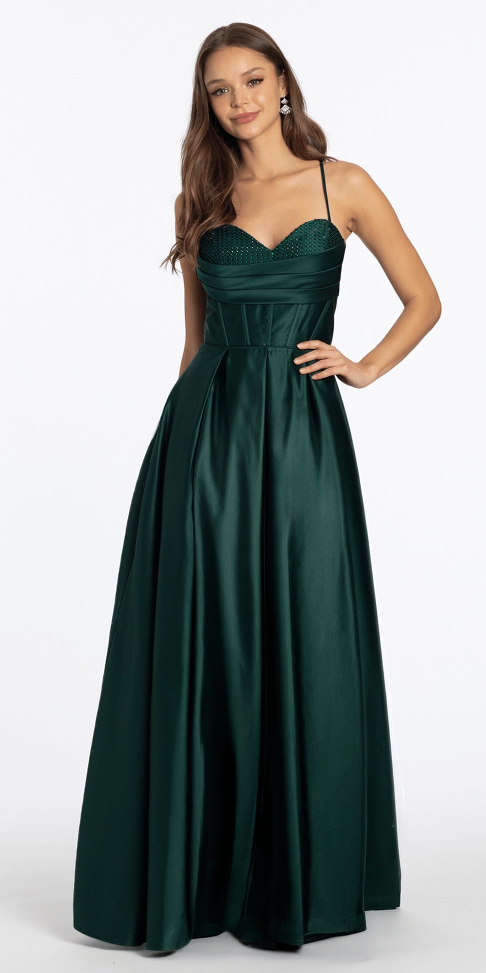 Jersey One Shoulder Column Dress with Embroidery and Contrast Lining