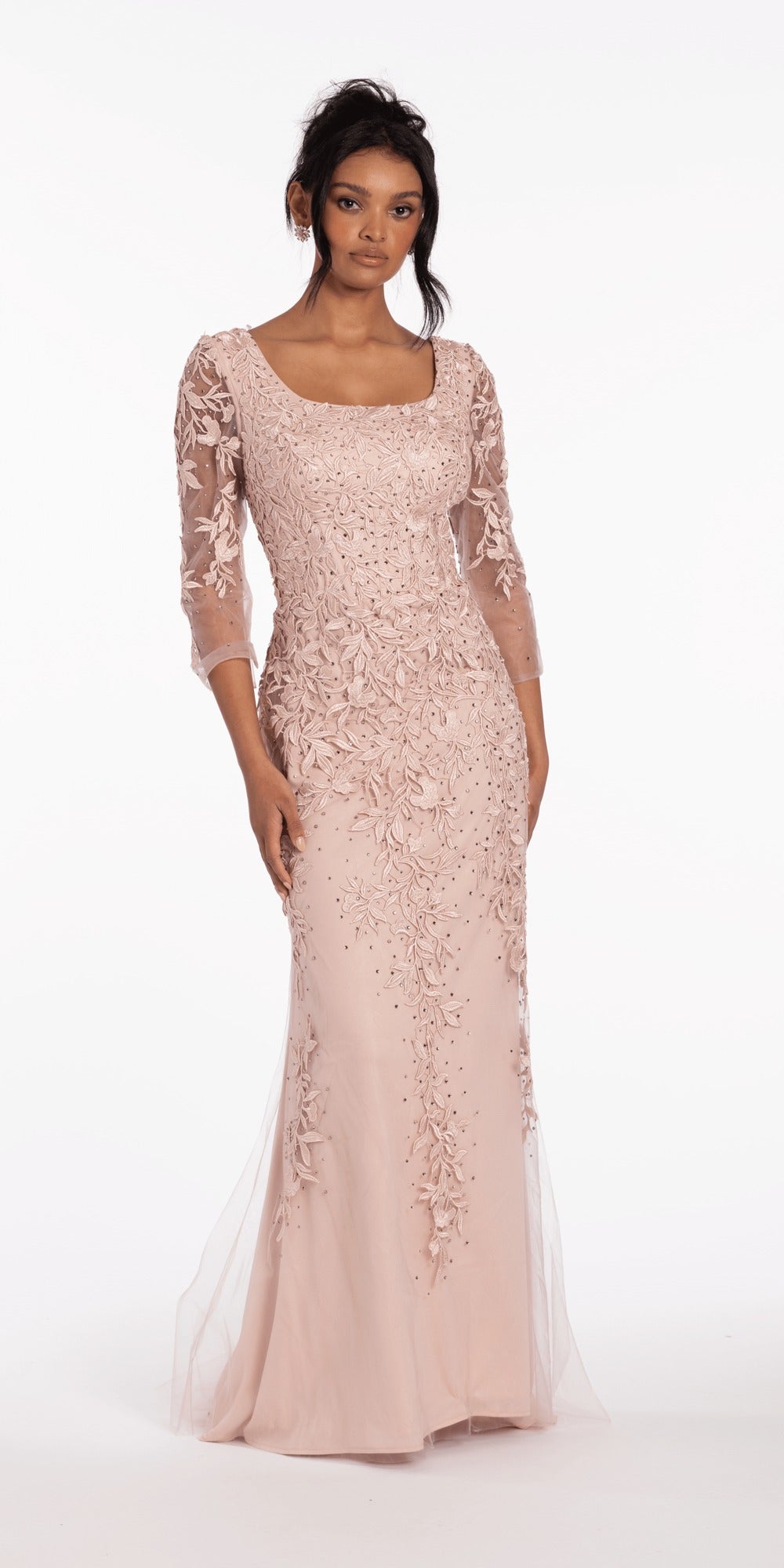 Floral Embellished Drape Corset Tiered Chiffon A Line Dress