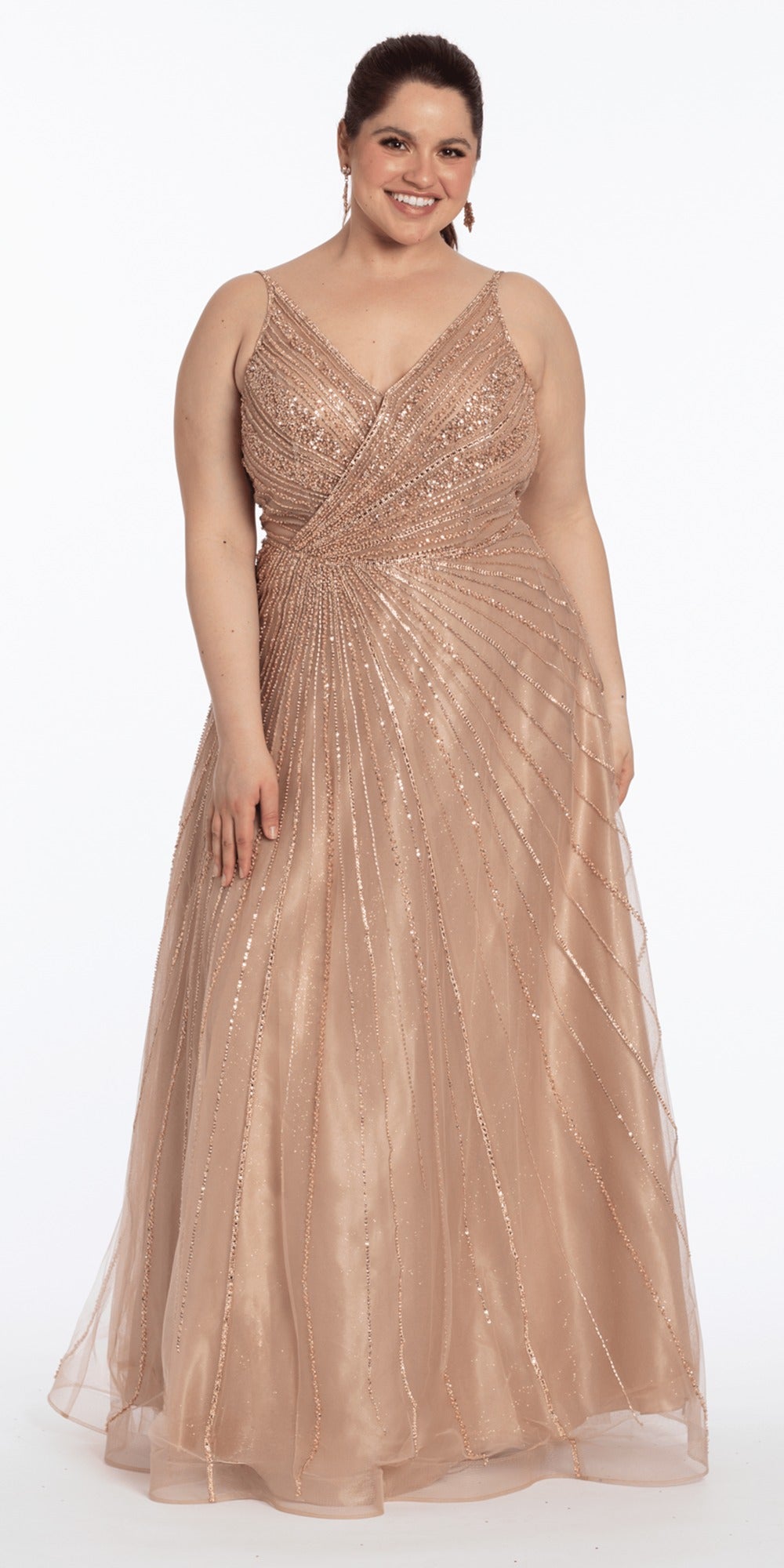 Strapless Satin Rhinestone Corset Column Dress