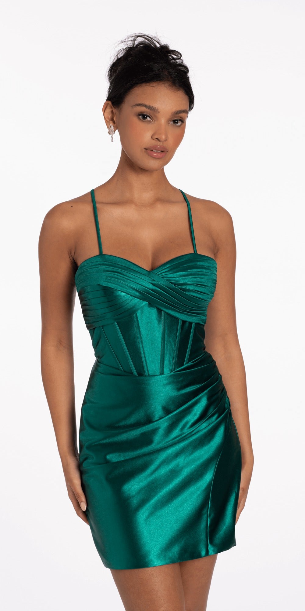 One Shoulder Scuba Trumpet Dress with Side Cascade