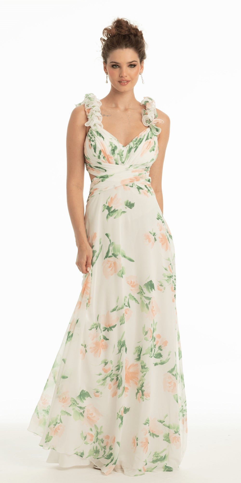 Sweetheart Floral Jacquard A Line Lace Up Back Dress