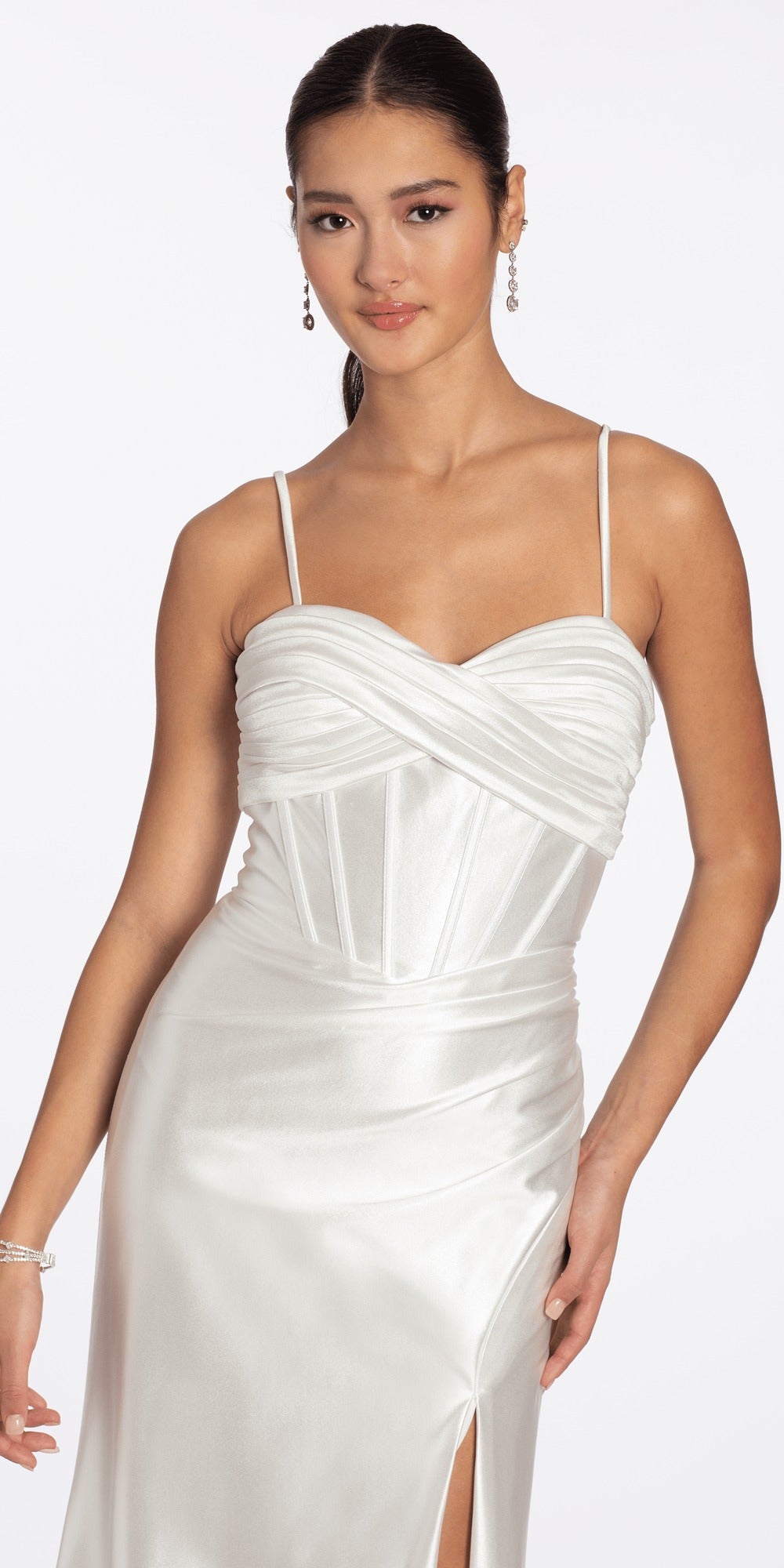 Glitter Mesh Sweetheart Pleated Tea Length Dress