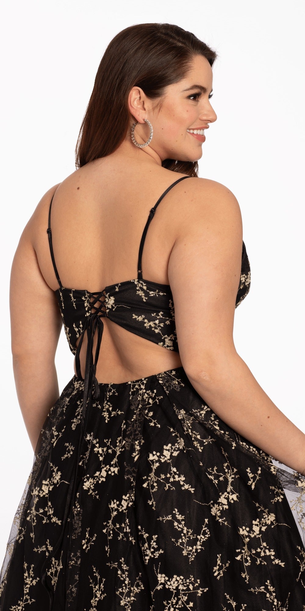 Strapless Rhinestone Mesh Corset Column Dress