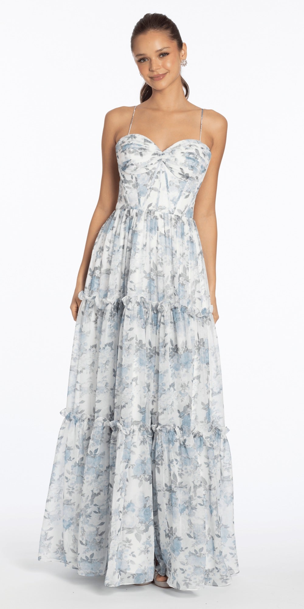 Floral Print Foil Scuba Tie Back Skater Dress