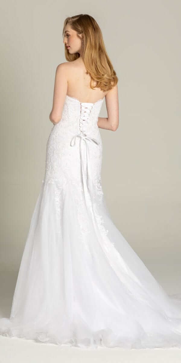 Sweetheart Embroidered Trumpet Dress with Tulle Godets