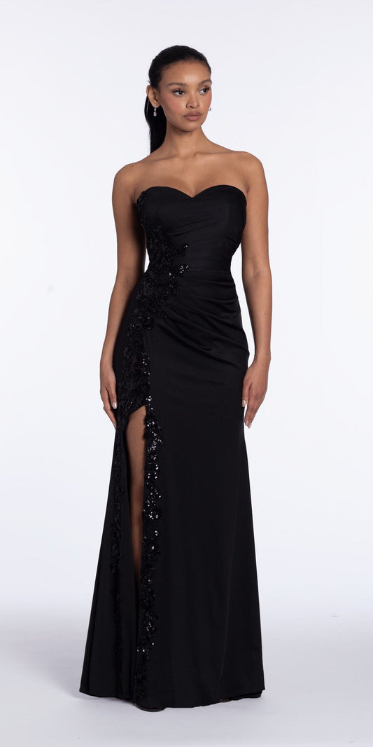 Off the Shoulder Mesh Applique Tiered Ballgown
