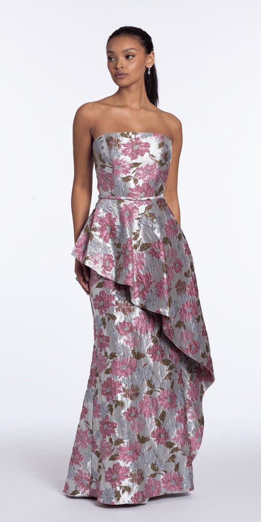 Sweetheart Plunging Mesh Corset Ballgown with Embellished Appliques
