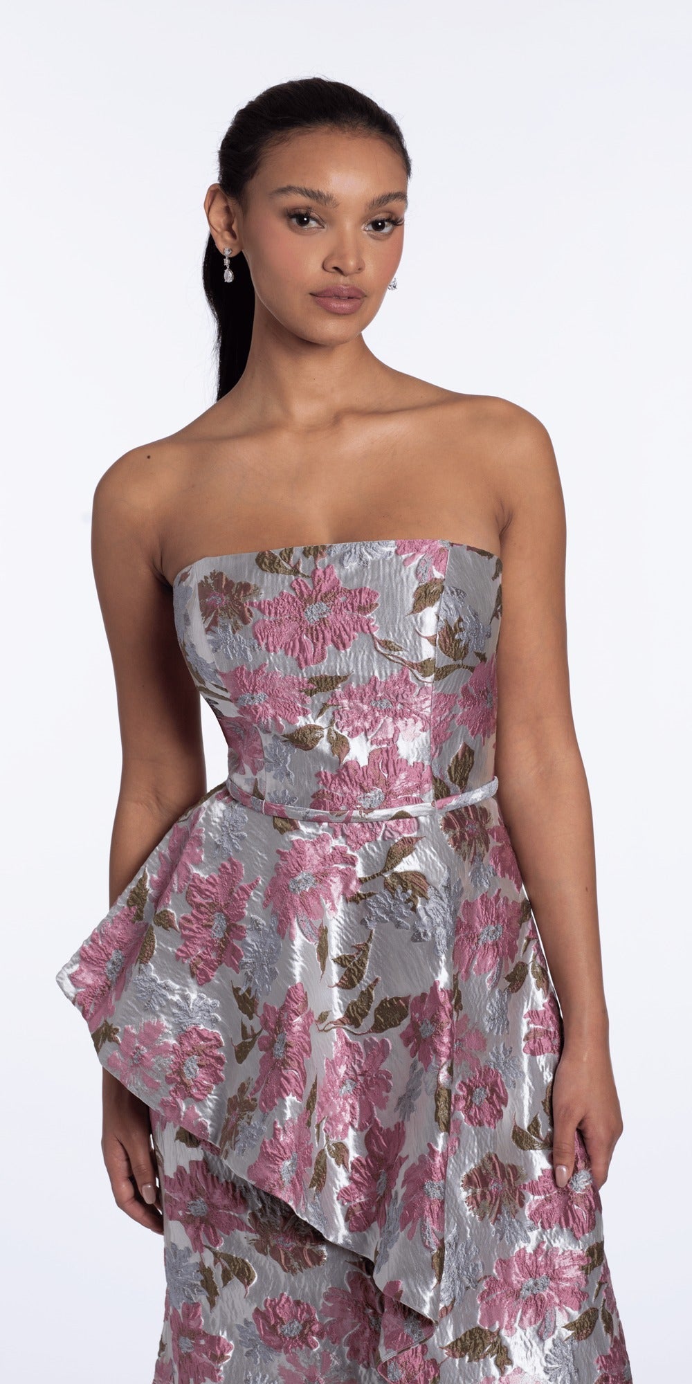 Sweetheart Plunging Mesh Corset Ballgown with Embellished Appliques
