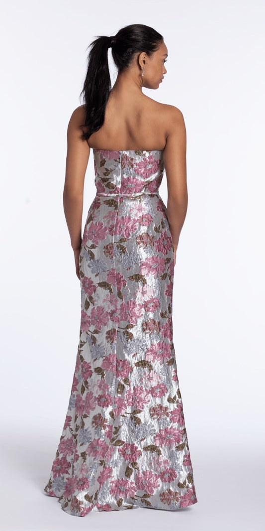 Satin Stone Encrusted Strapless Sweetheart Corset Column Dress with Side Ruching