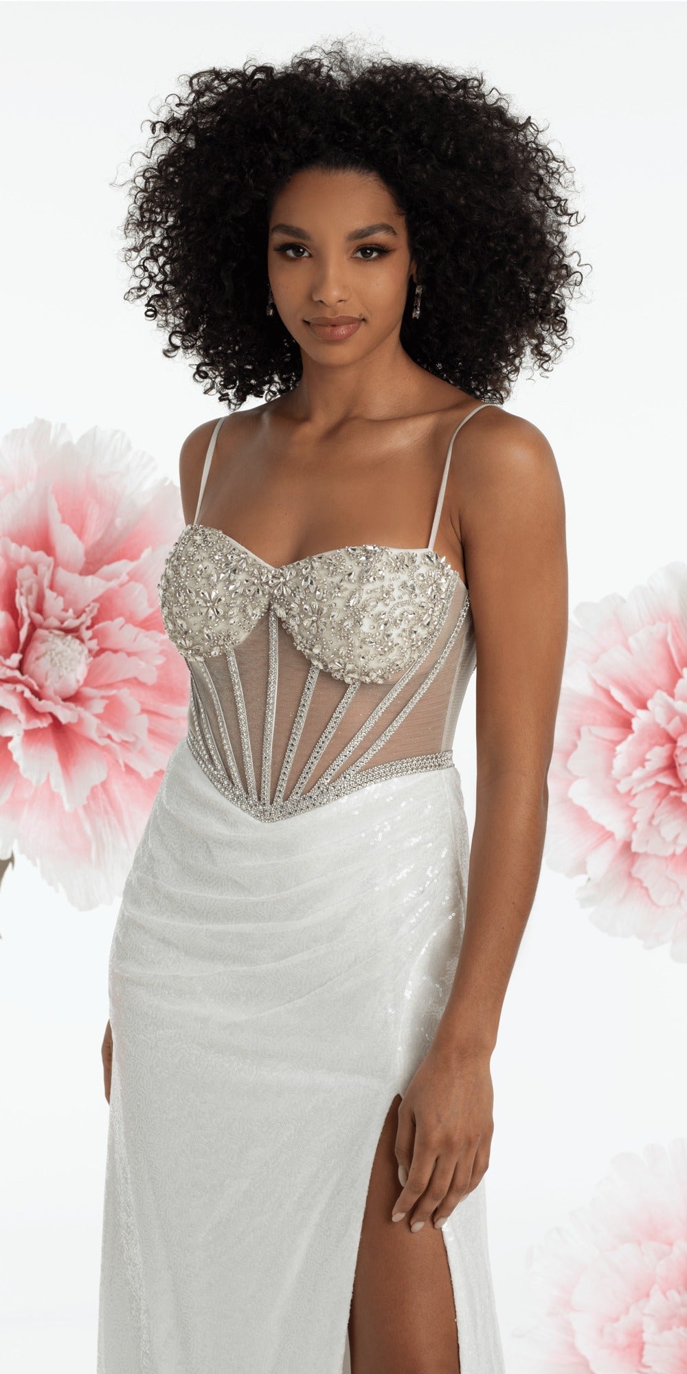 Sweetheart Sequin Glitter Mermaid Dress with Stone Accents
