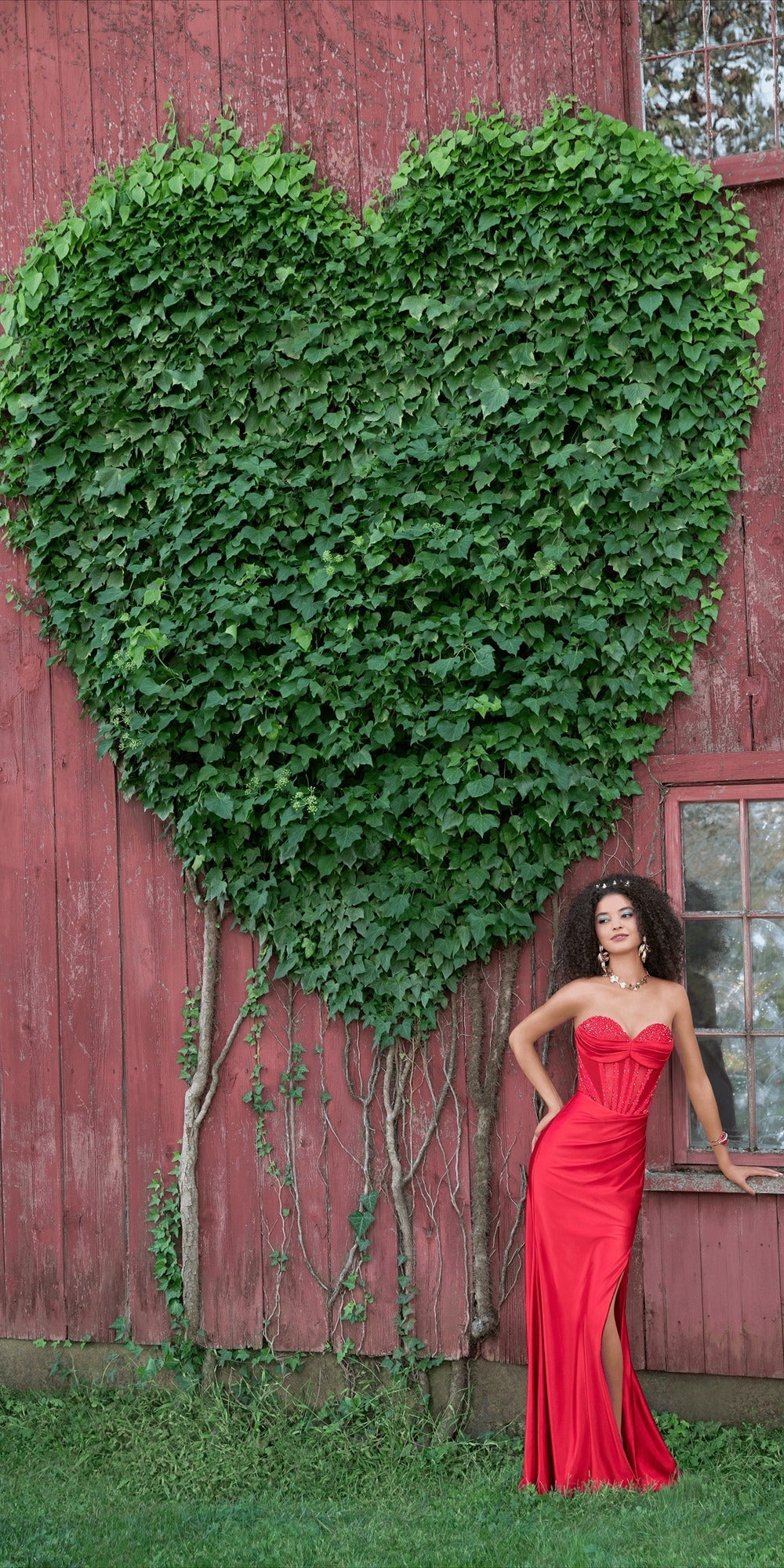 Spandex Beaded Sweetheart Trumpet Dress with Illusion Side Panels