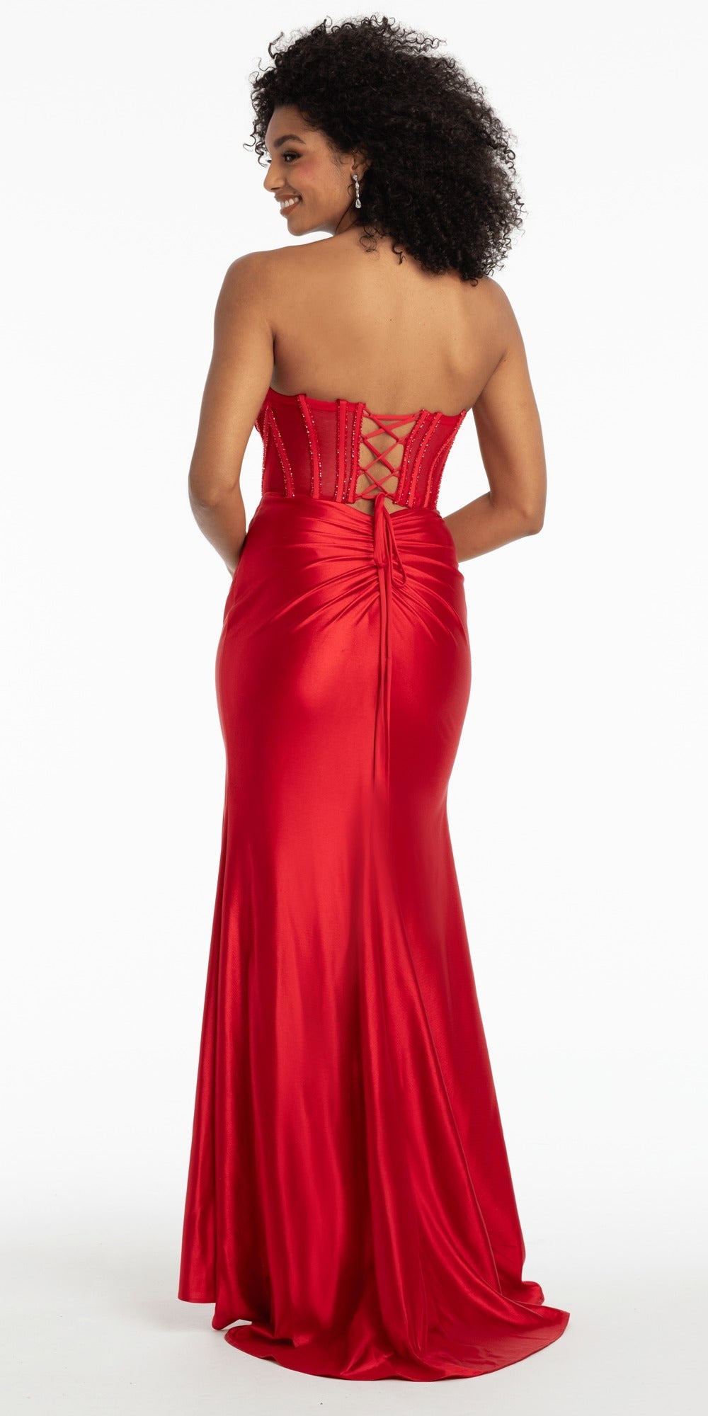 Spandex Beaded Sweetheart Trumpet Dress with Illusion Side Panels