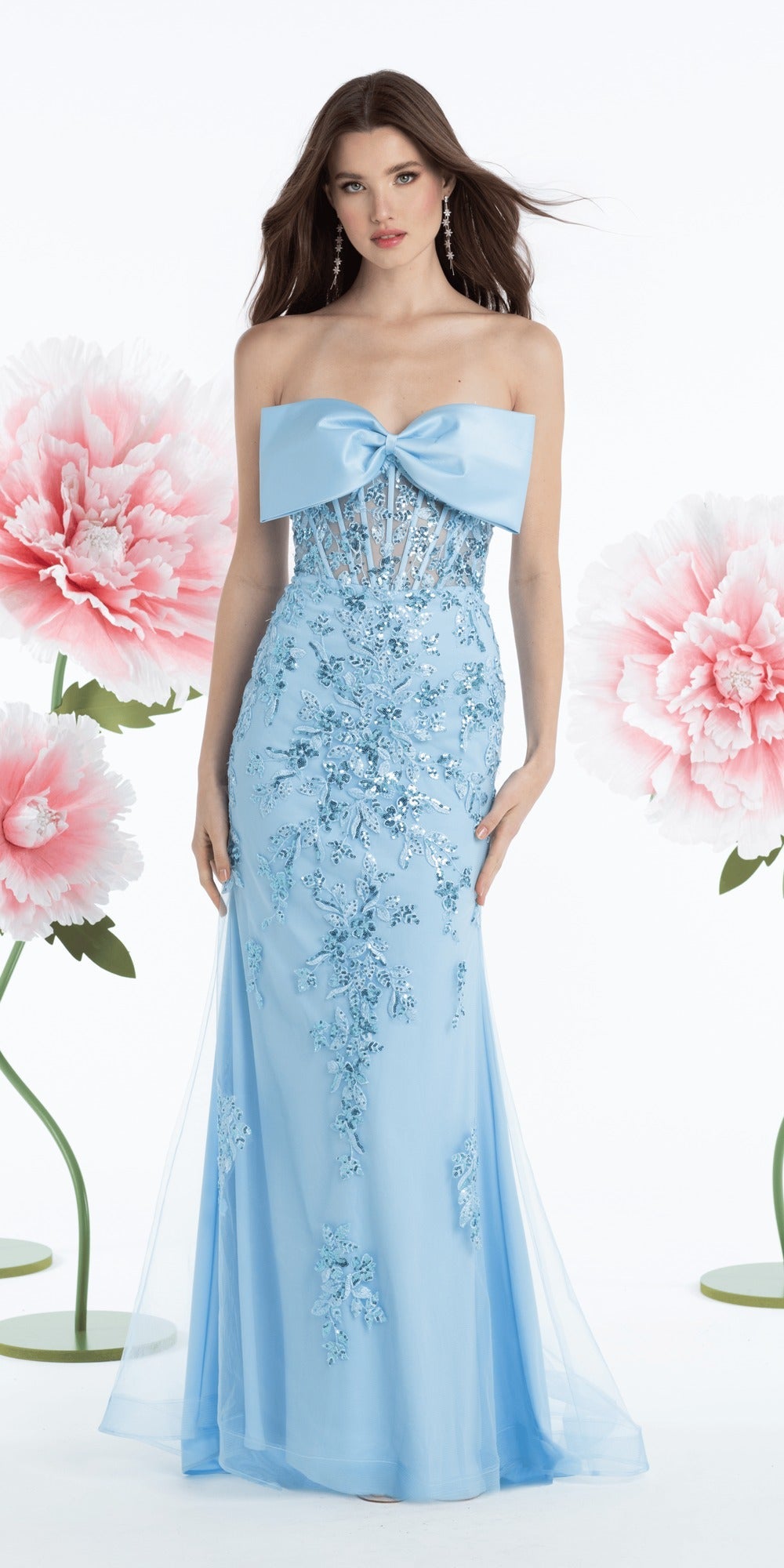 Metallic Cowl Neck Column Dress with Ruching and Tendril