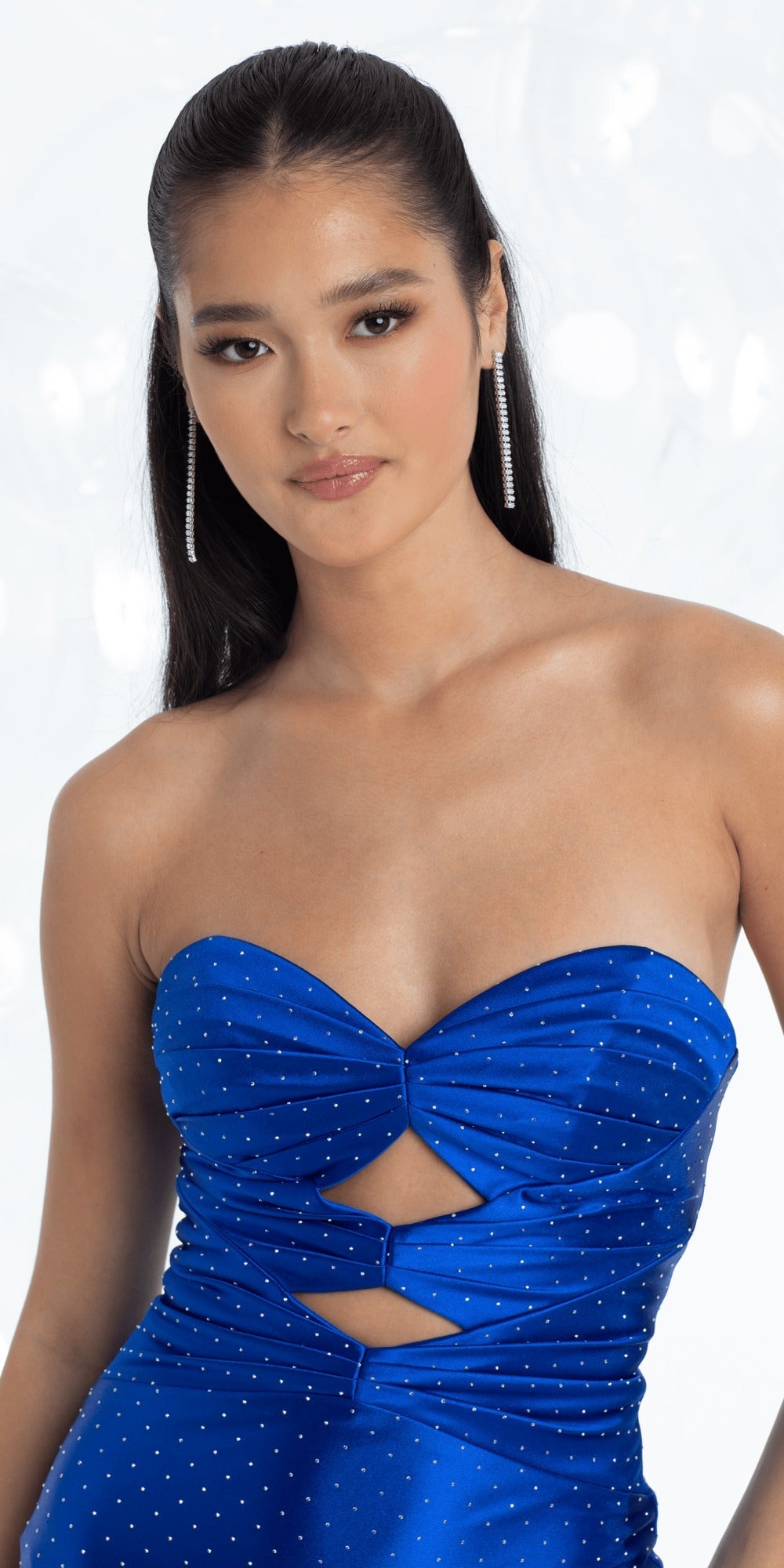 Sweetheart Illusion Corset Trumpet Dress with Mesh Cascades