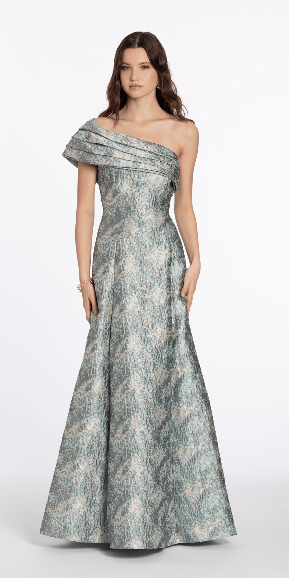 Strapless Satin Embellished Corset Column Dress