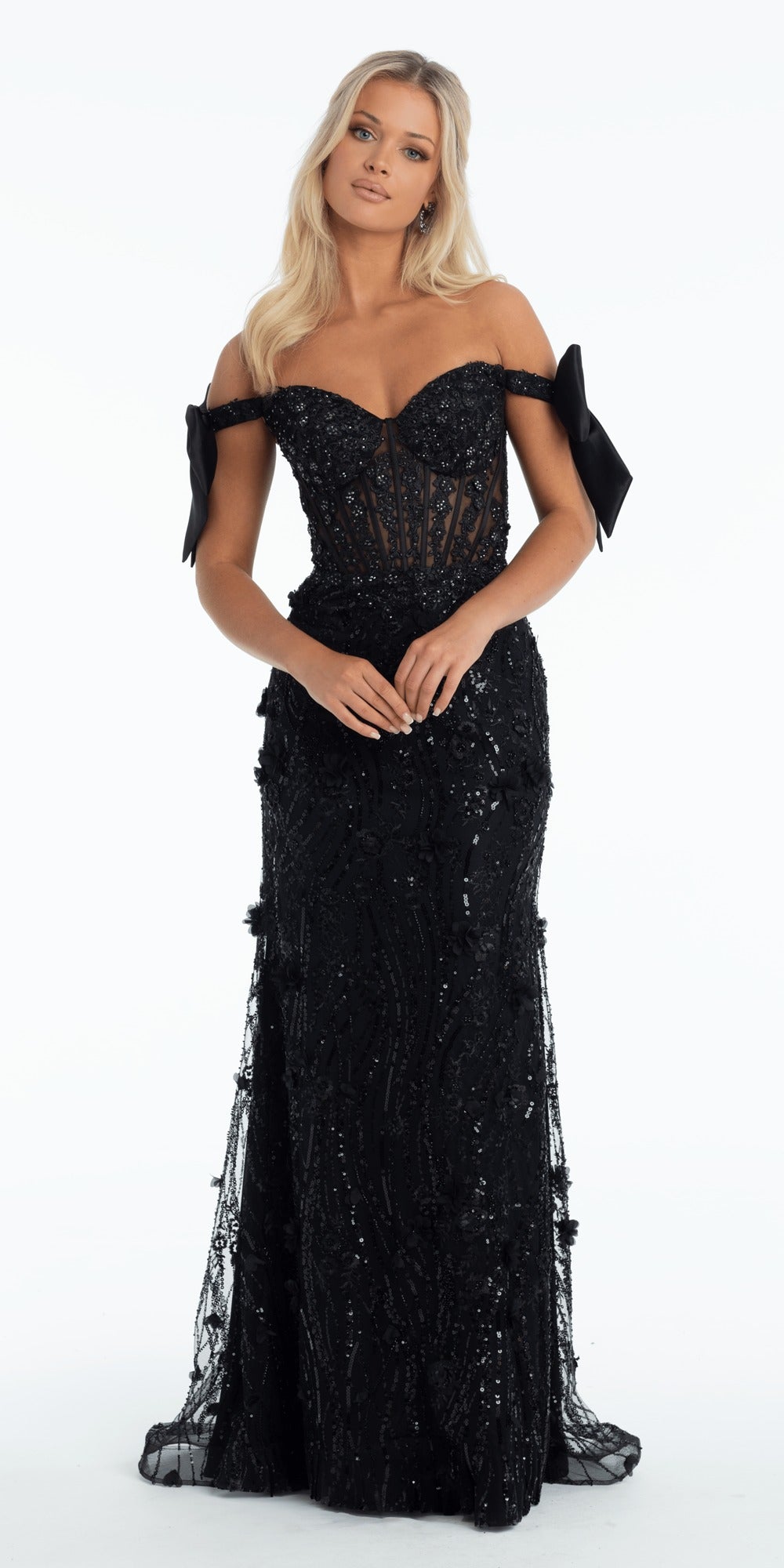 Strapless Midi Dress with Side Ruched Rose Detail