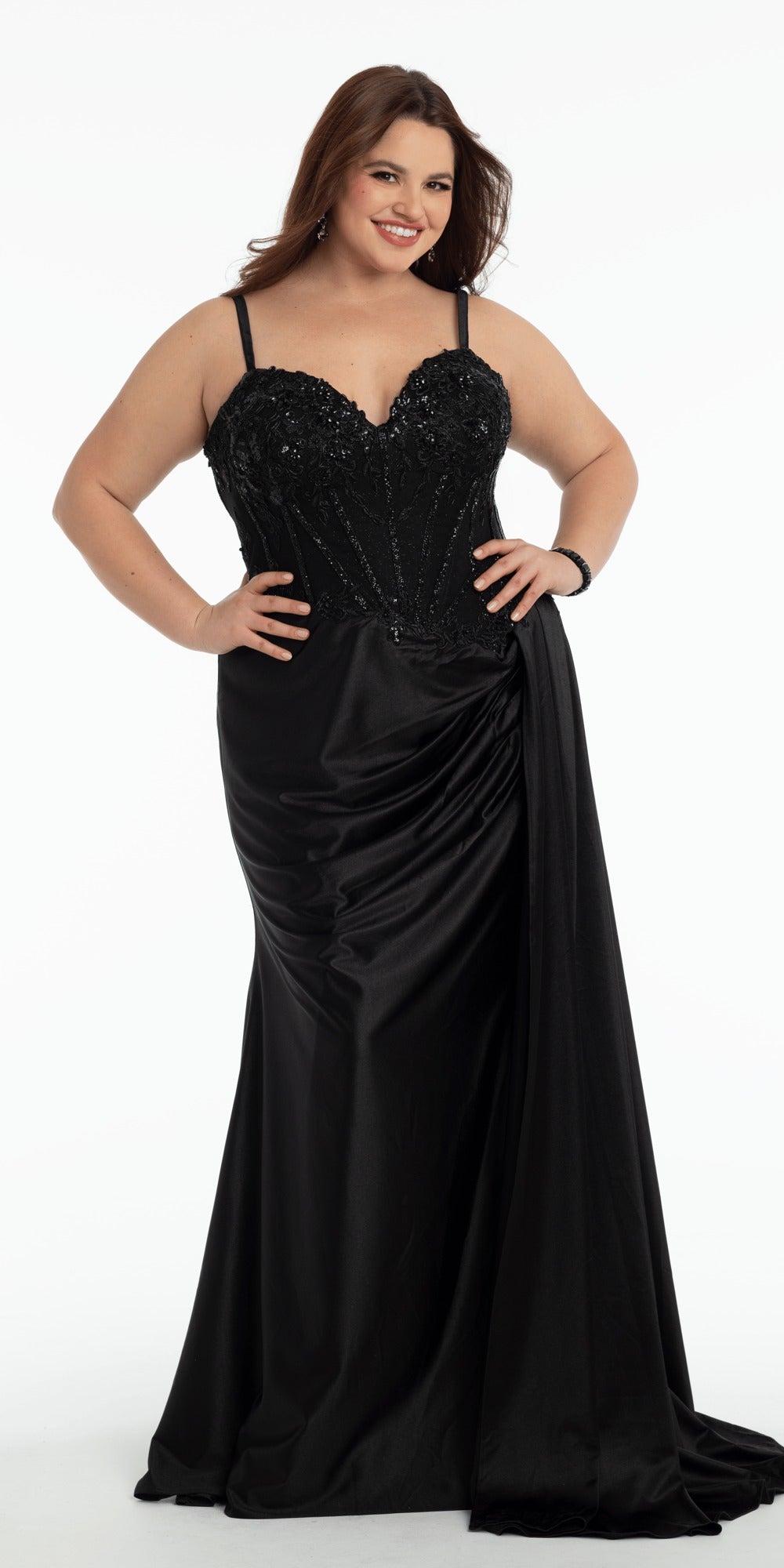 Glitter Butterfly Mesh Cowl Neck Corset Lace Up Back Ballgown