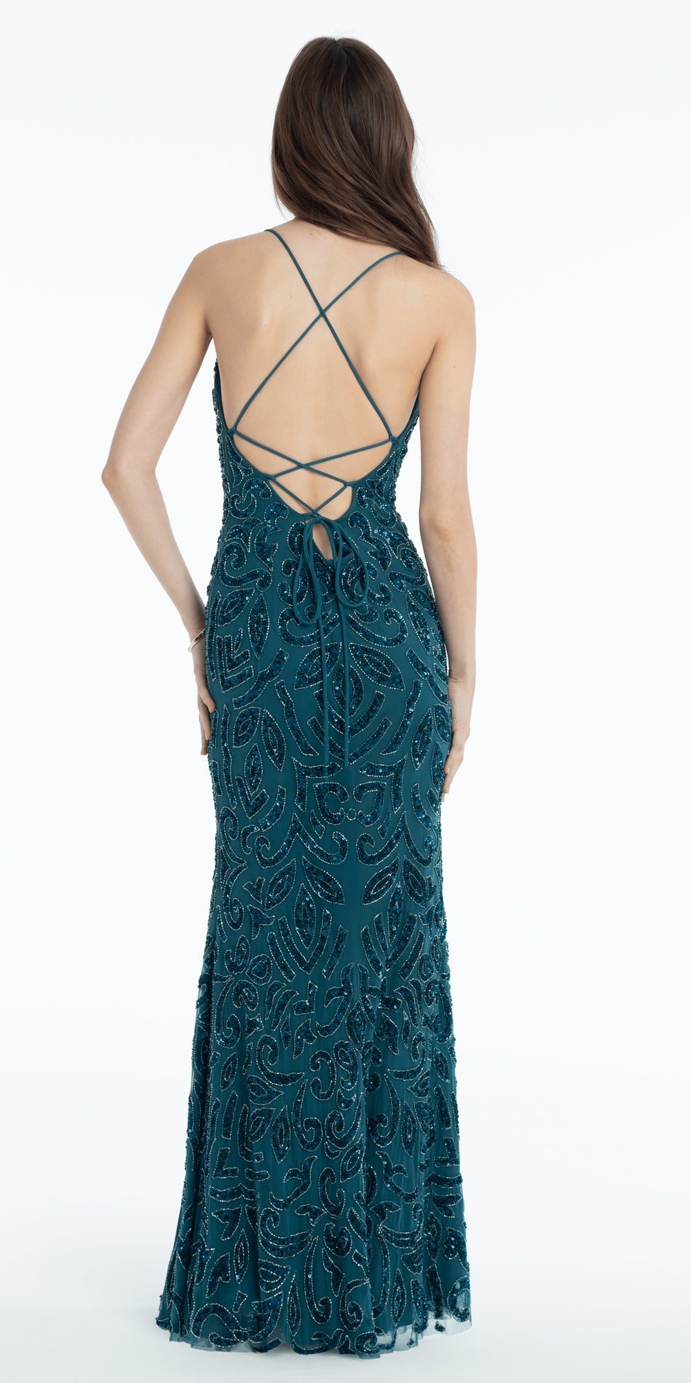 Strapless Crinkle Chiffon Pleated A Line Dress with Tendrils