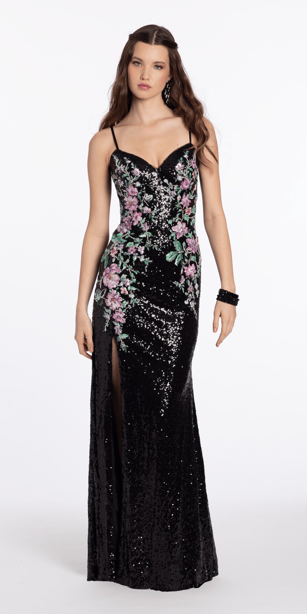 Strapless Crinkle Chiffon Pleated A Line Dress with Tendrils