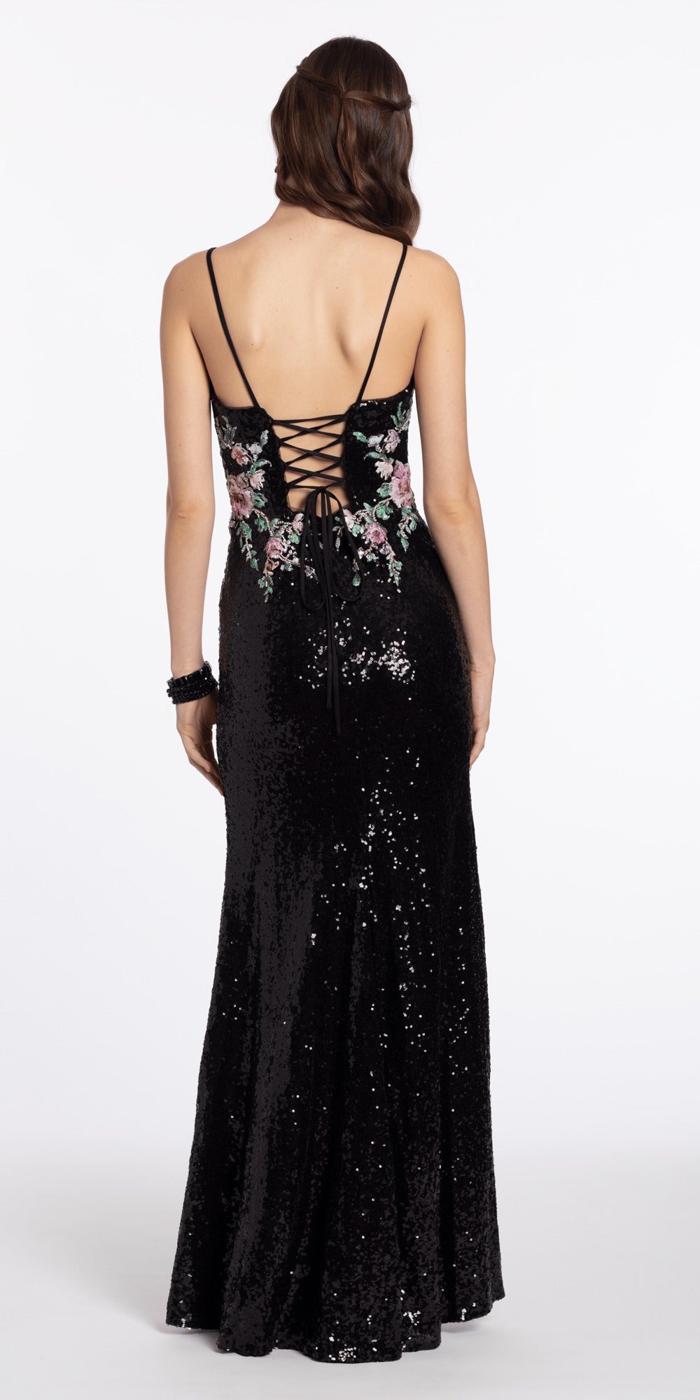Jersey Tonal Sequin Dress with Side Slit