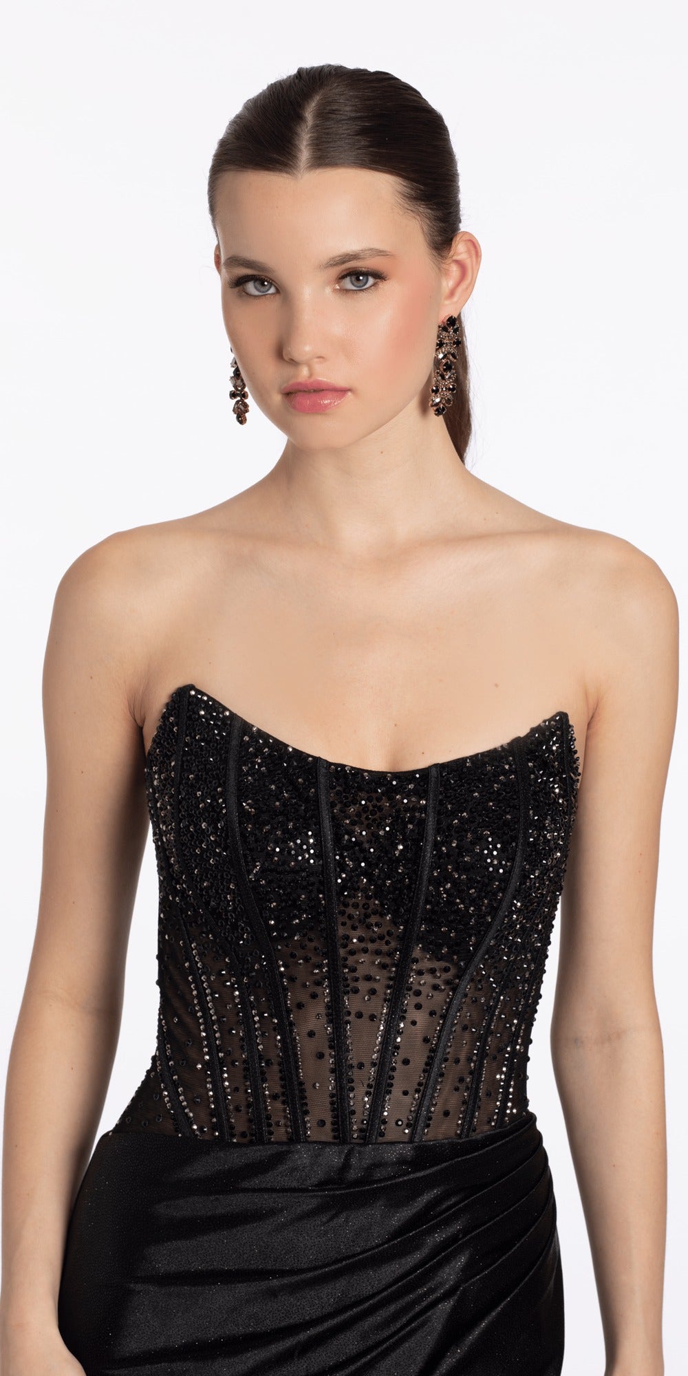 Glitter Illusion Sweetheart Corset Ballgown with Pockets
