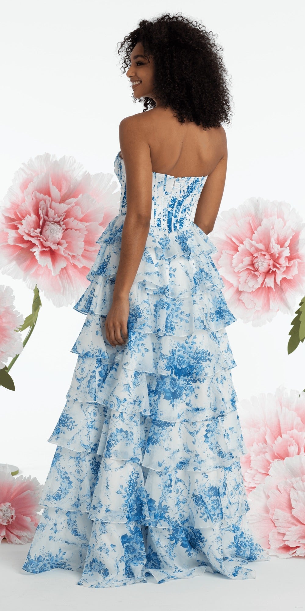 Sweetheart Strappy Back Vine Beaded Mesh Column Dress