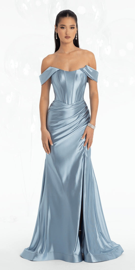 Glitter Sweetheart Corset A Line Dress with Side Slit