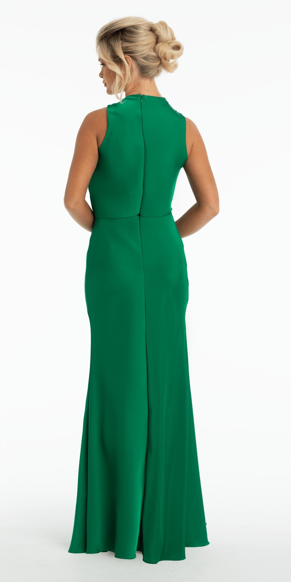 Mesh Plunge Fit and Flare Dress with Beaded Appliques