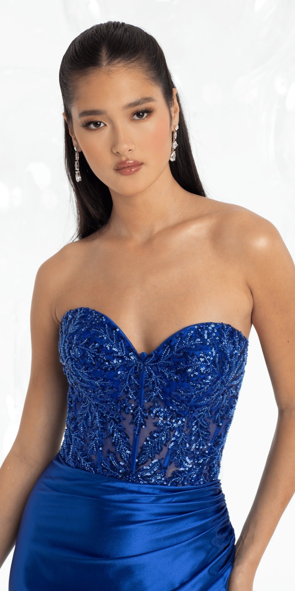 Strapless Sweetheart Floral Sequin Trumpet Dress