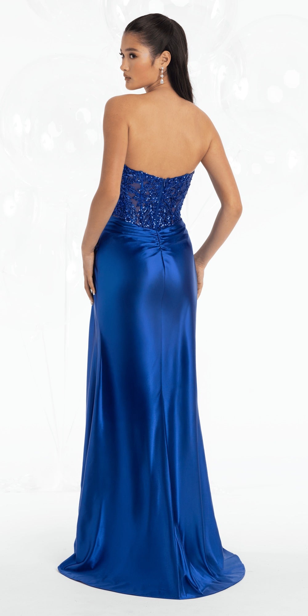 Illusion Plunge Corset Beaded Trumpet Dress