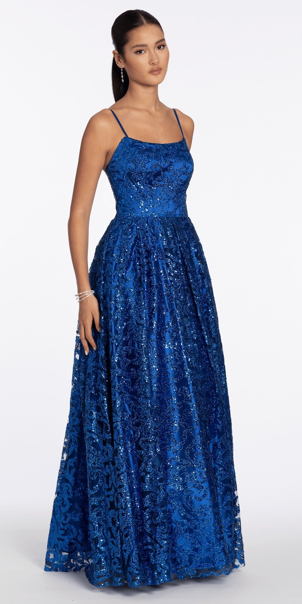 Beaded Illusion Sweetheart Trumpet Dress with Side Slit
