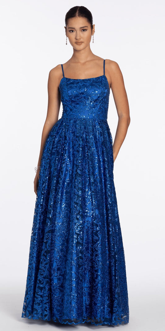 One Shoulder Pearl Mesh Tea Length Dress