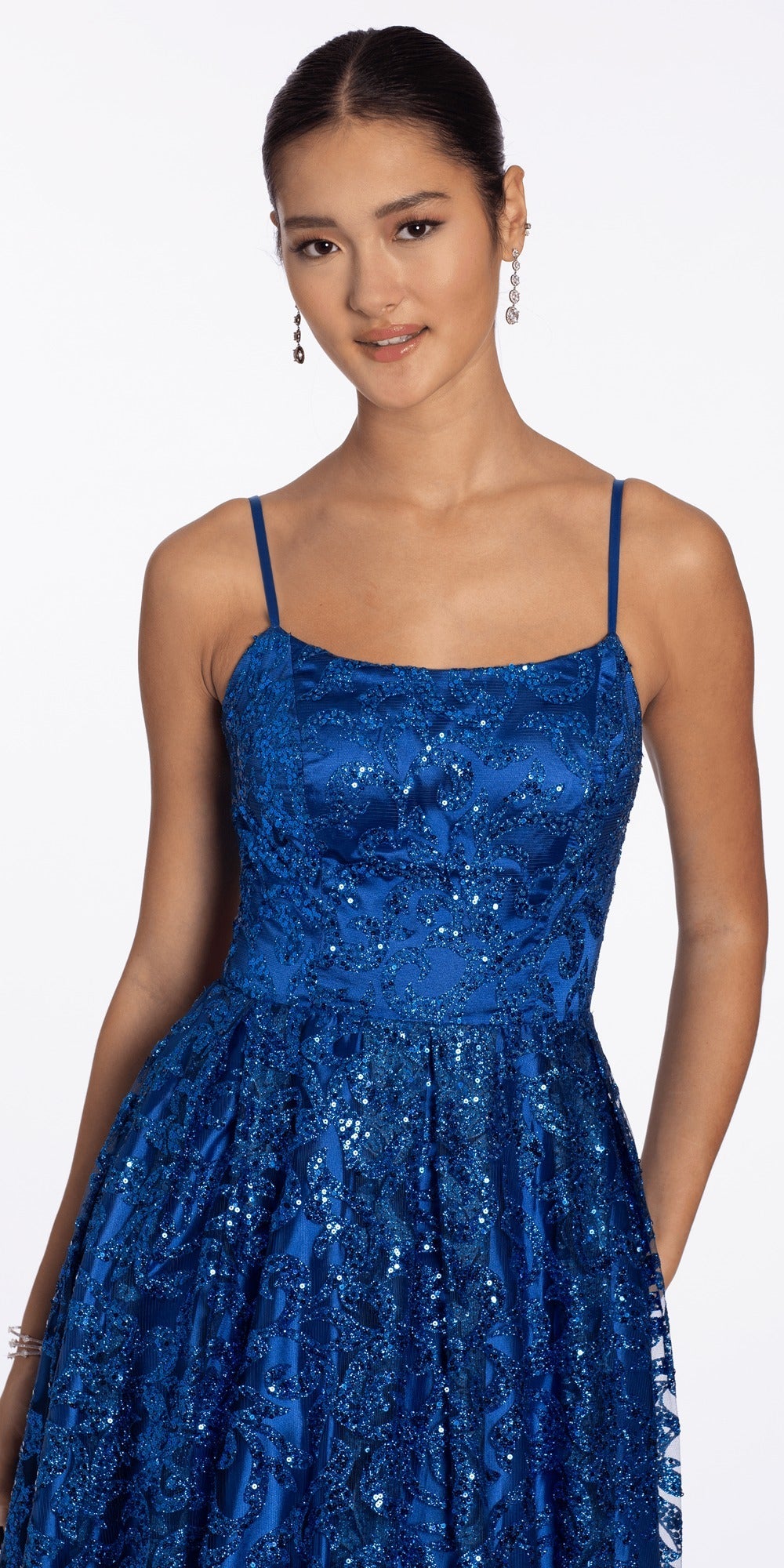 Beaded Illusion Sweetheart Trumpet Dress with Side Slit