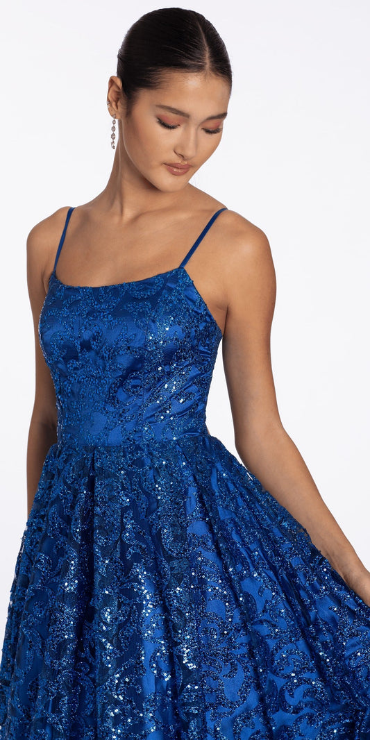 Glitter Stretch Sweetheart Corset Column Dress with Rhinestones