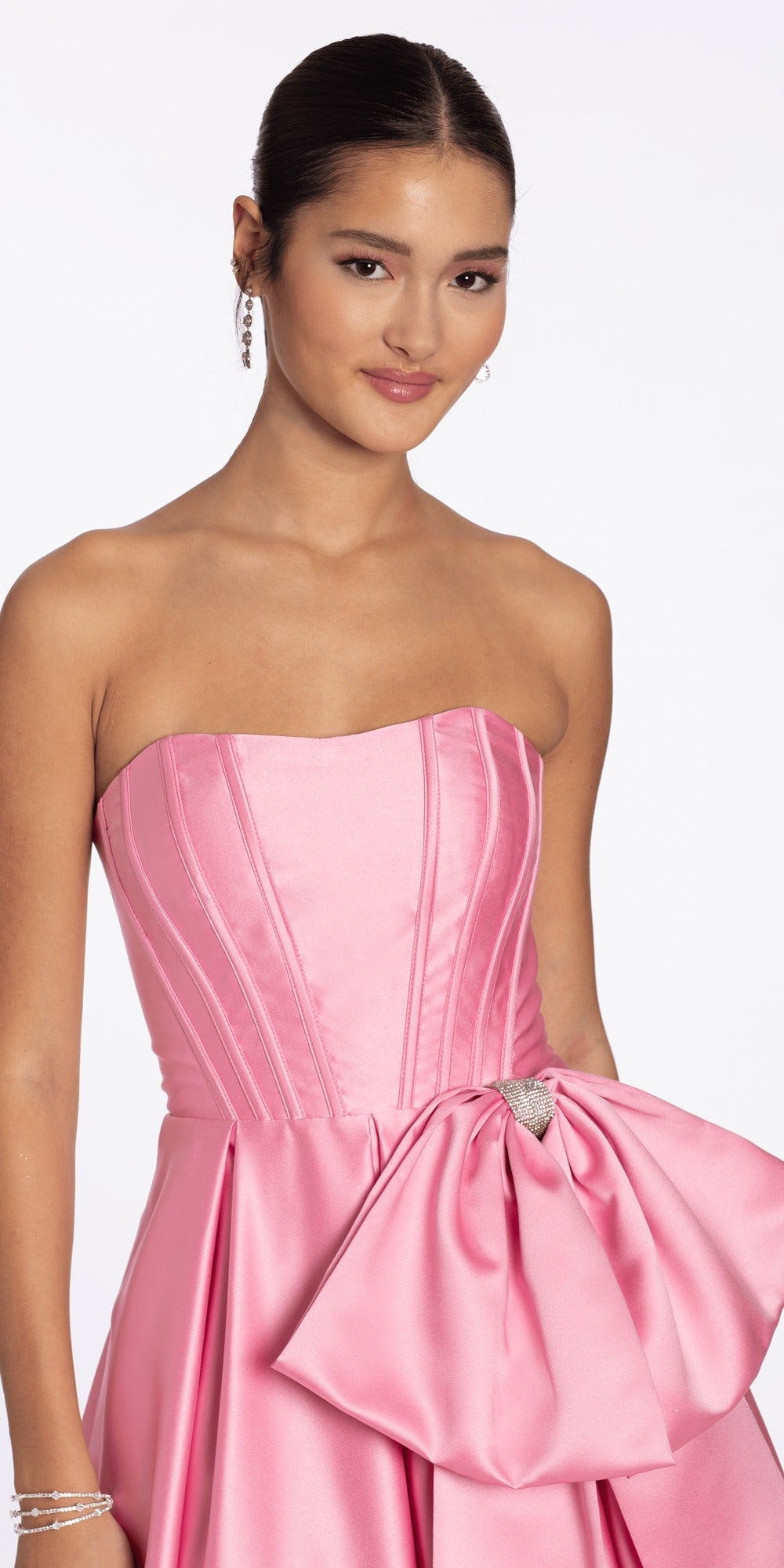 Abstract Sequin Lace Up Back Trumpet Dress