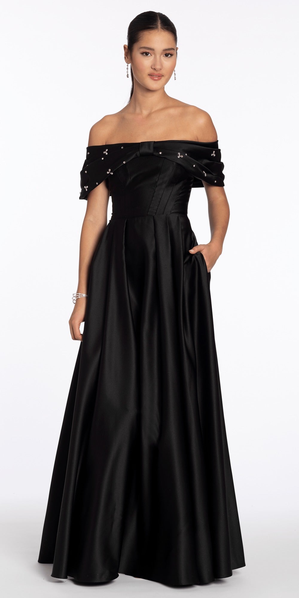 Satin Tie Back Halter Column Dress