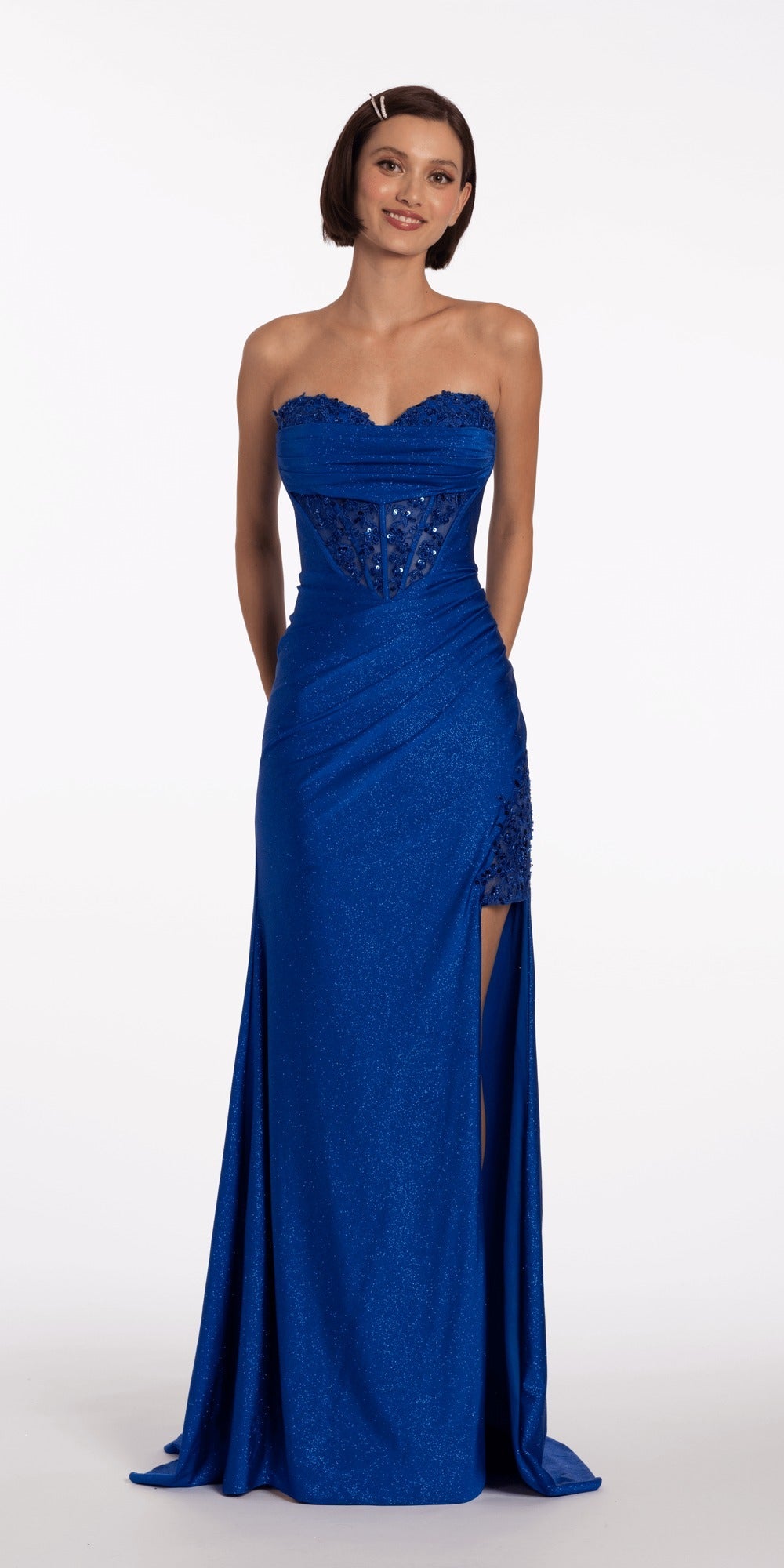 Strapless Velvet Bodycon Dress with Satin Bubble Hem