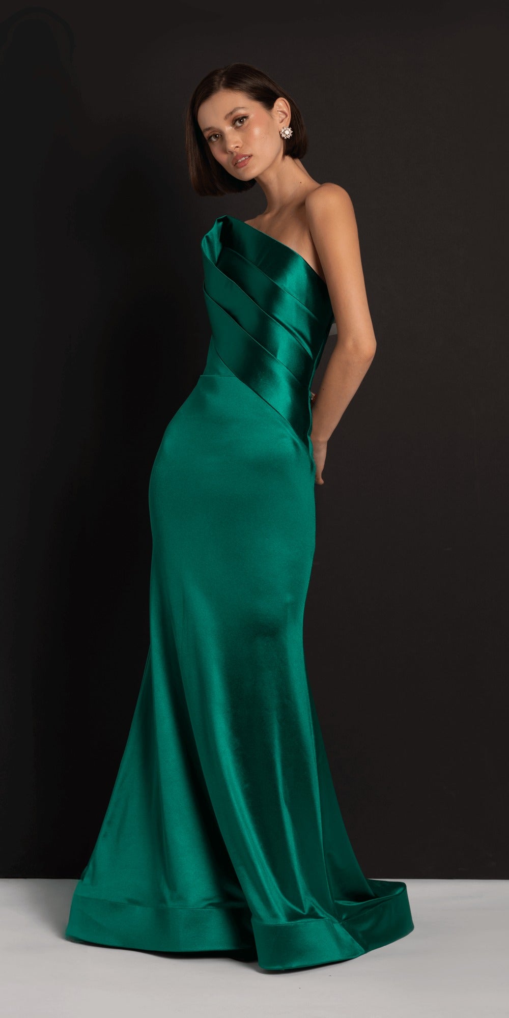 Twist Bodice Satin Corset Ballgown