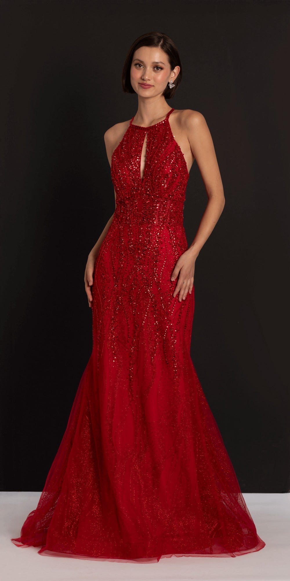 Twist Bodice Satin Corset Ballgown