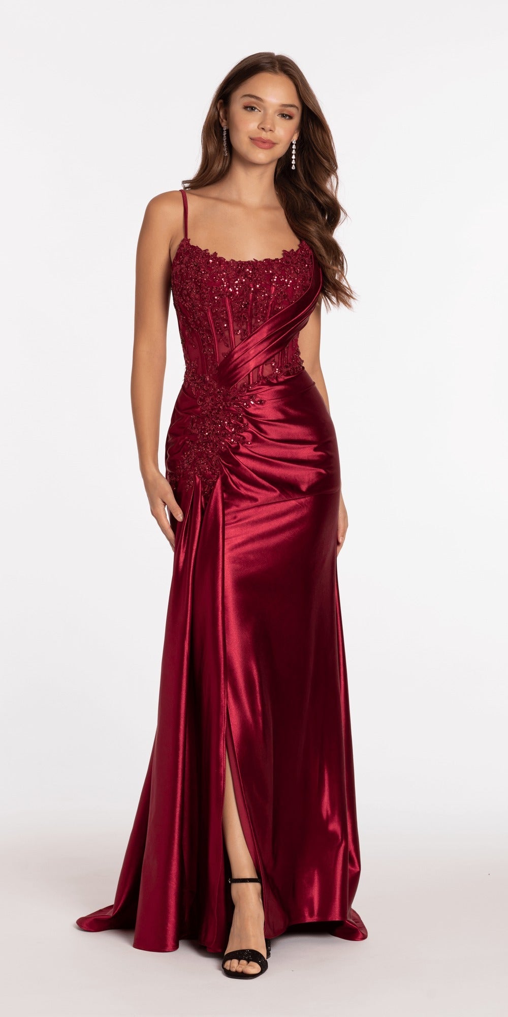 Stretch Satin Beaded Sweetheart Trumpet Dress