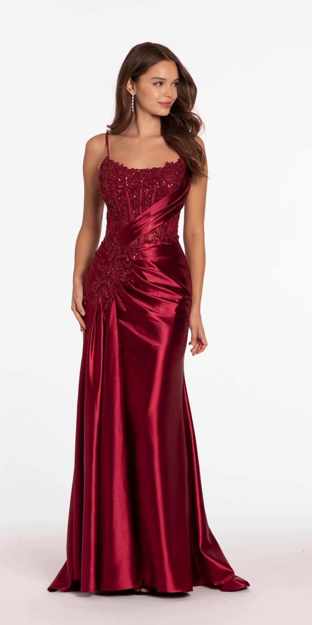 Sweetheart Glitter Sateen Embroidered Trumpet Dress