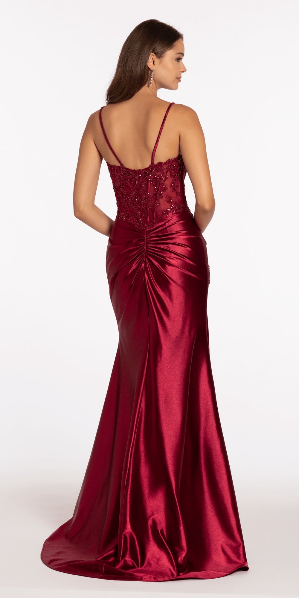 Sweetheart Glitter Sateen Embroidered Trumpet Dress