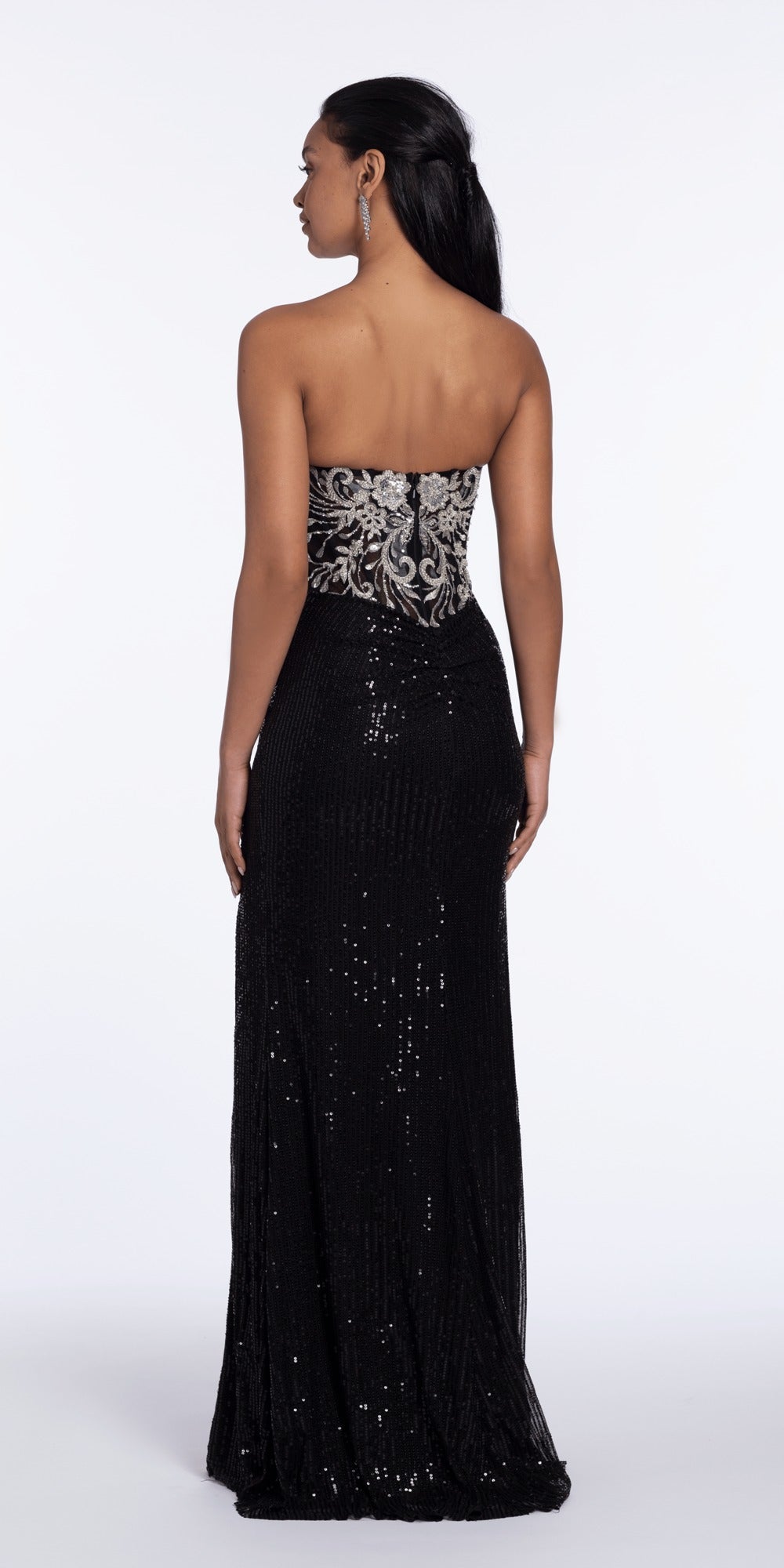 Floral Embellished Strapless Mermaid Dress with Horsehair Godets