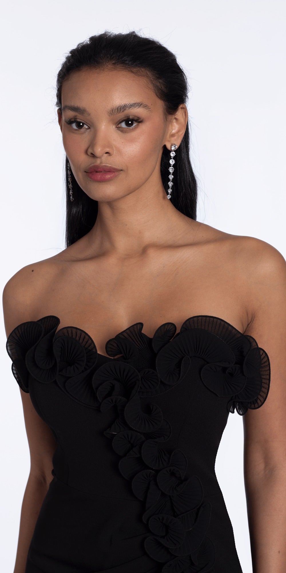 Mesh Embellished Lace Up Back Mermaid Dress