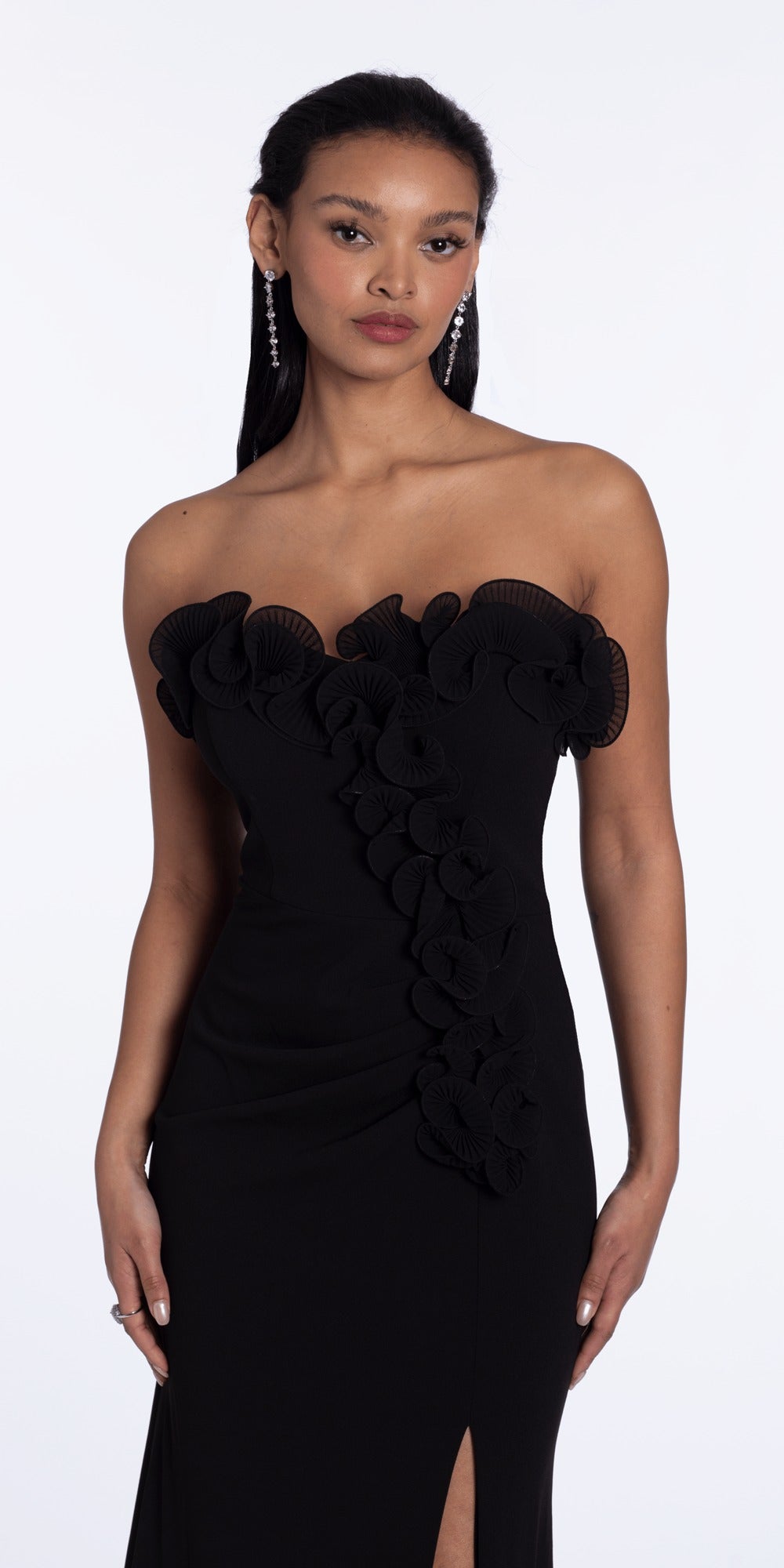 Glitter Mesh Halter Fit and Flare Dress with Embroidered Waist